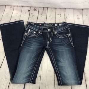 Miss Me Flare Boot Leg size 25 EUC JP6126B Fleur de Lis